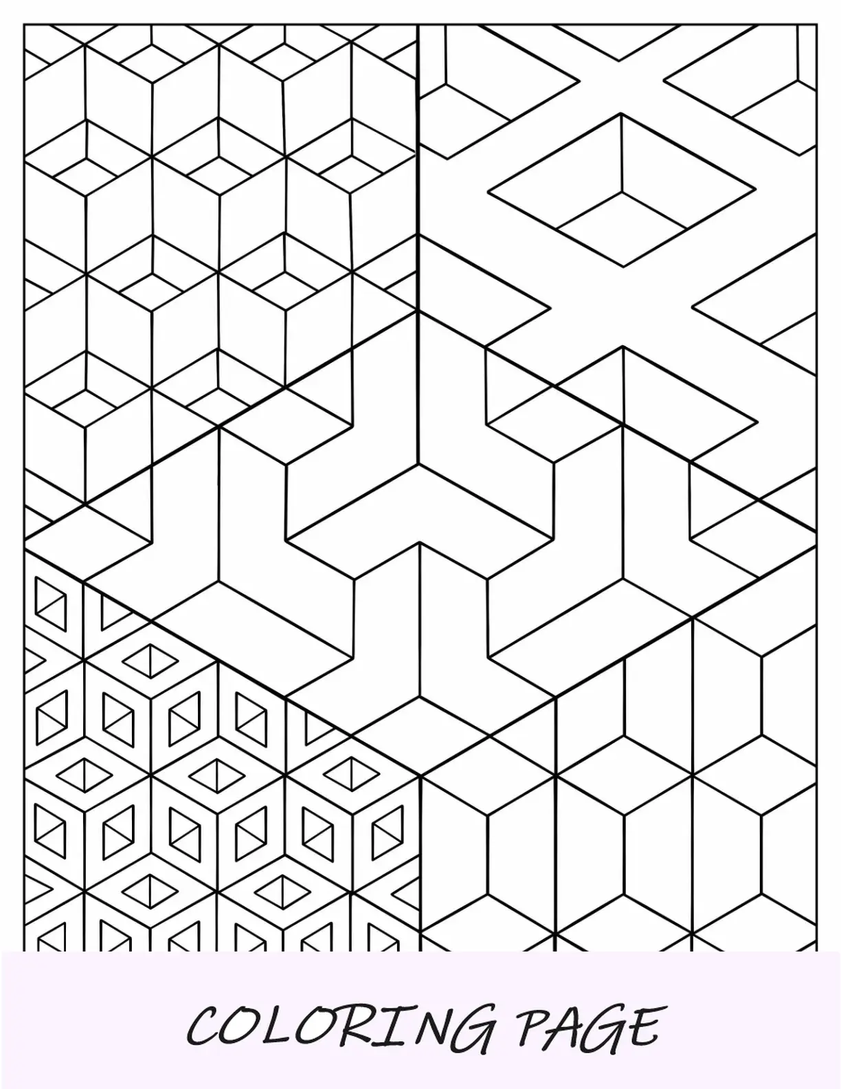 Trompe L oeil Página para colorear geométrica Ilusión óptica
