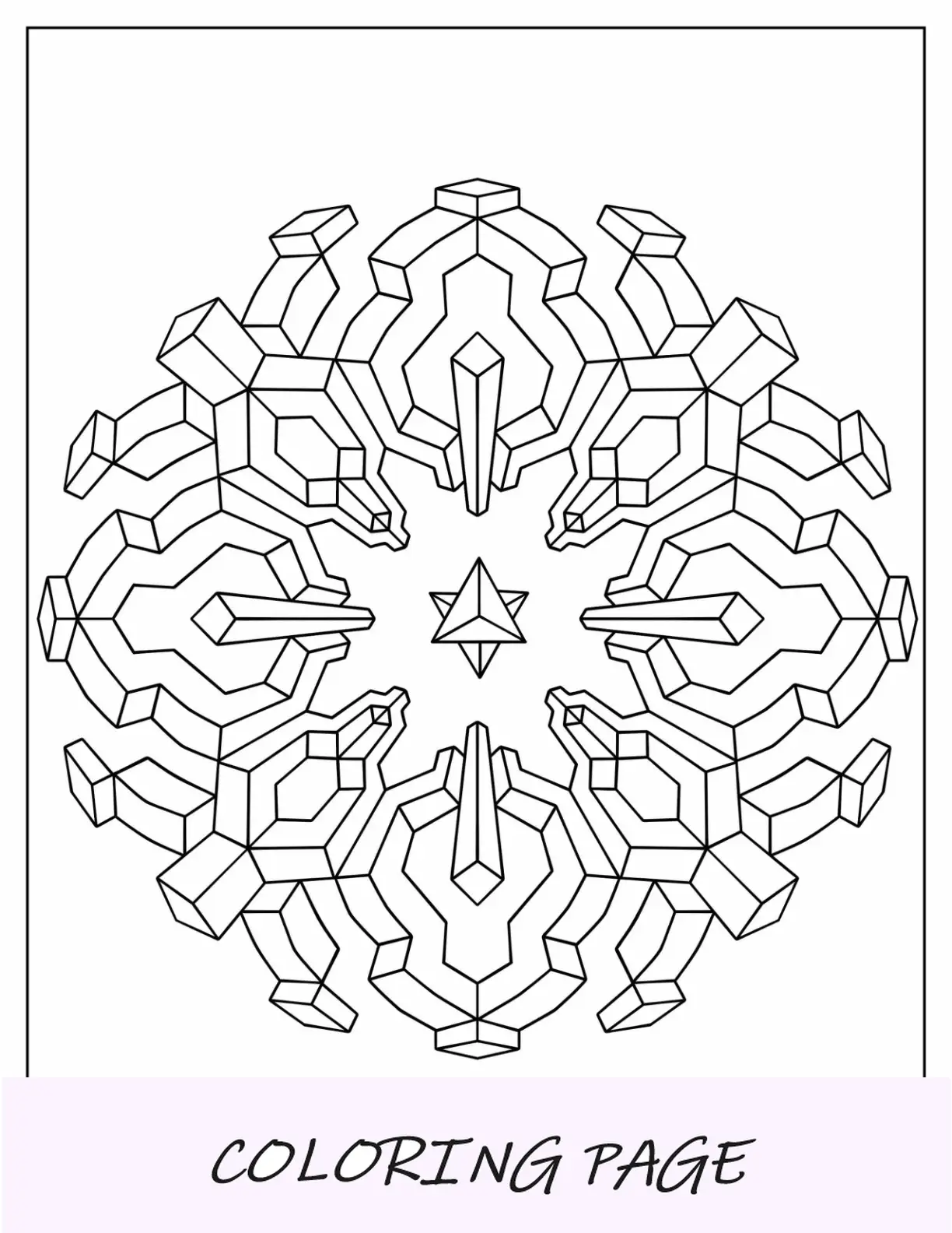 Página para colorear geométrica de copo de nieve