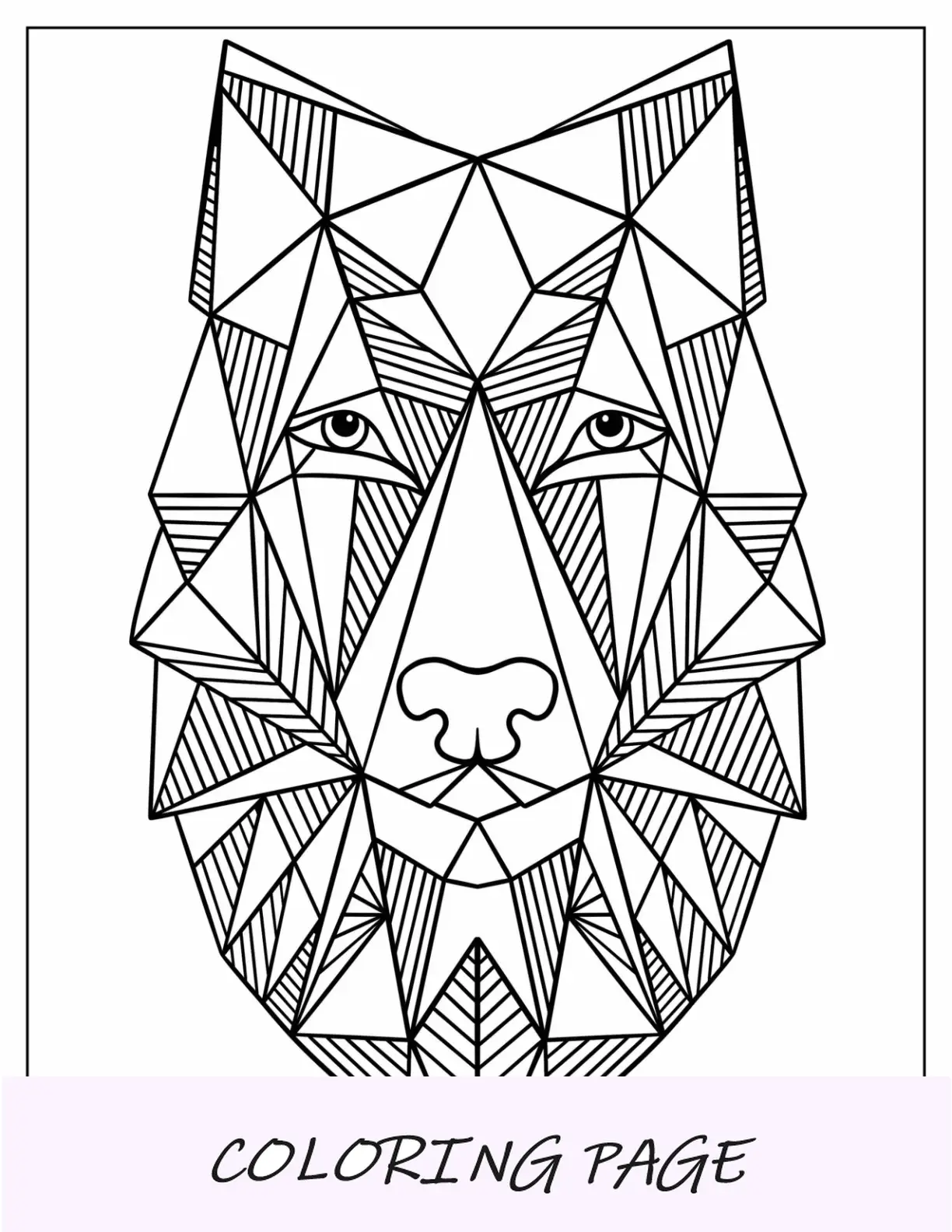 Página para colorear geométrica de cara de perro para niños