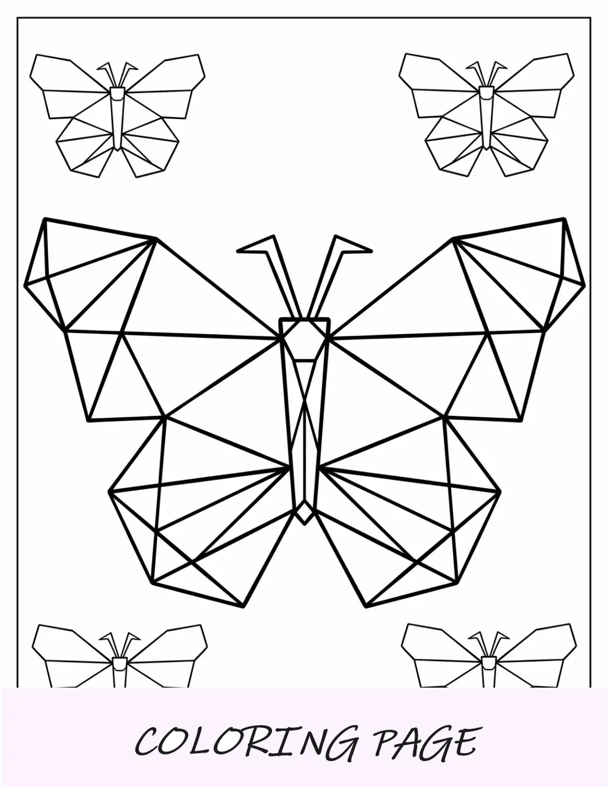 Página para colorear geométrica de mariposas para niños