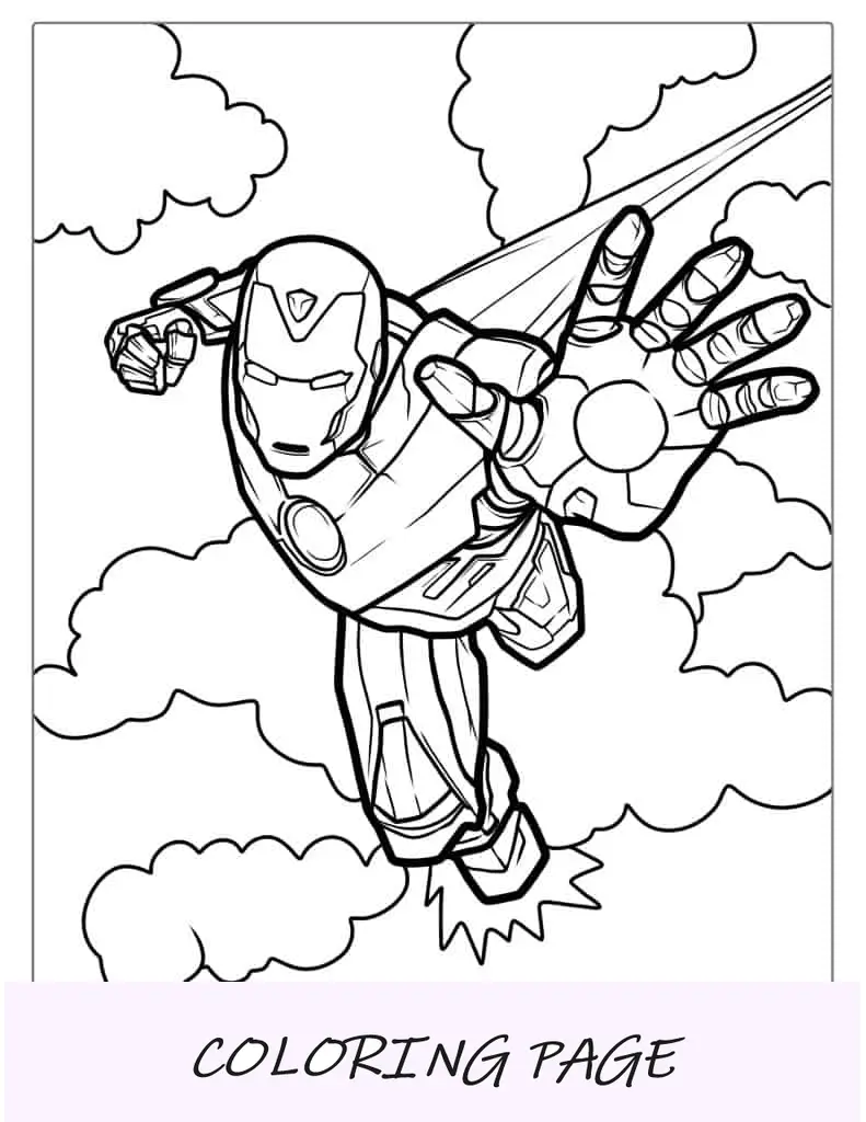 Dibujo para colorear de Iron Man volando