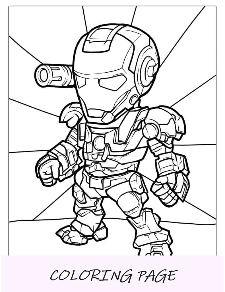 Página para colorear de Iron Man bebé para niños