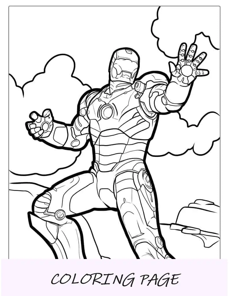 Hoja para colorear simple de Iron Man