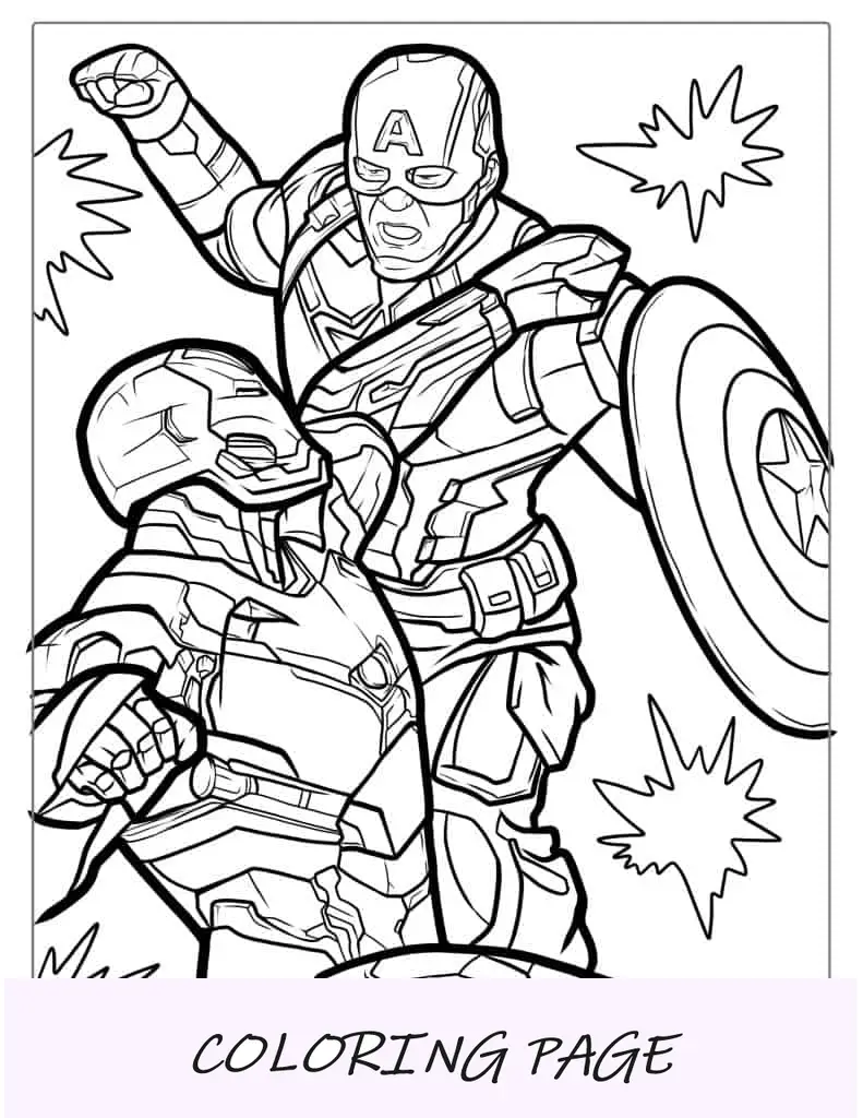 Dibujos Para Colorear De Iron Man Vs Capitan America
