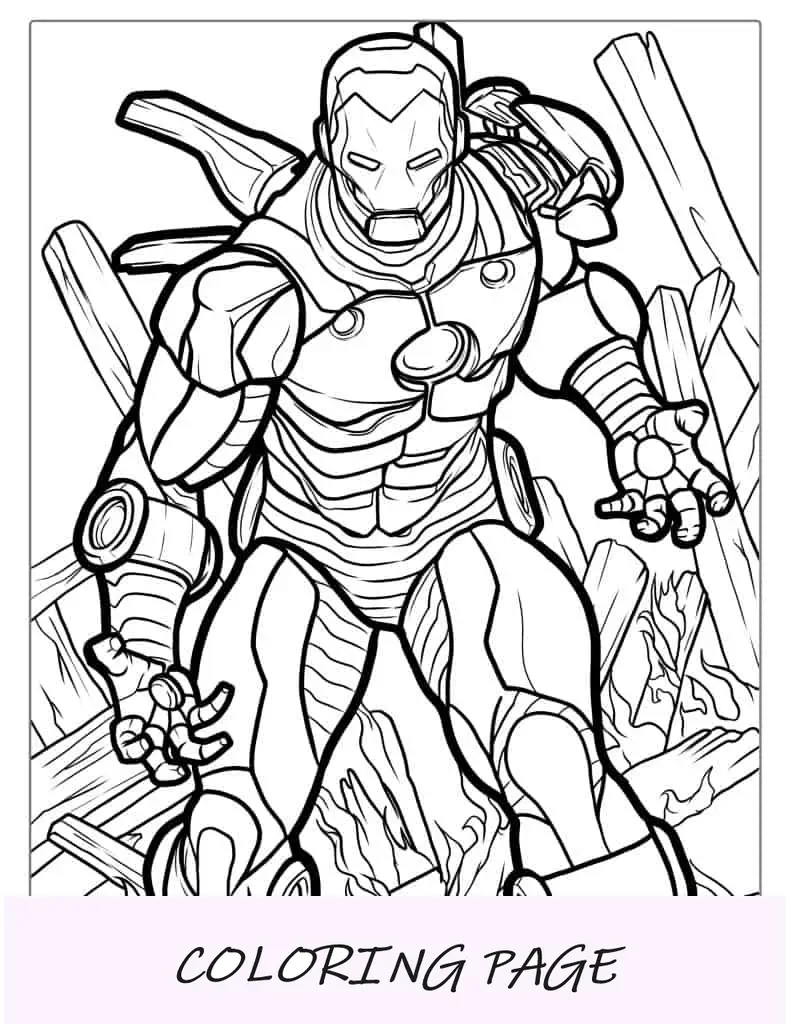 Página detallada para colorear de Iron Man