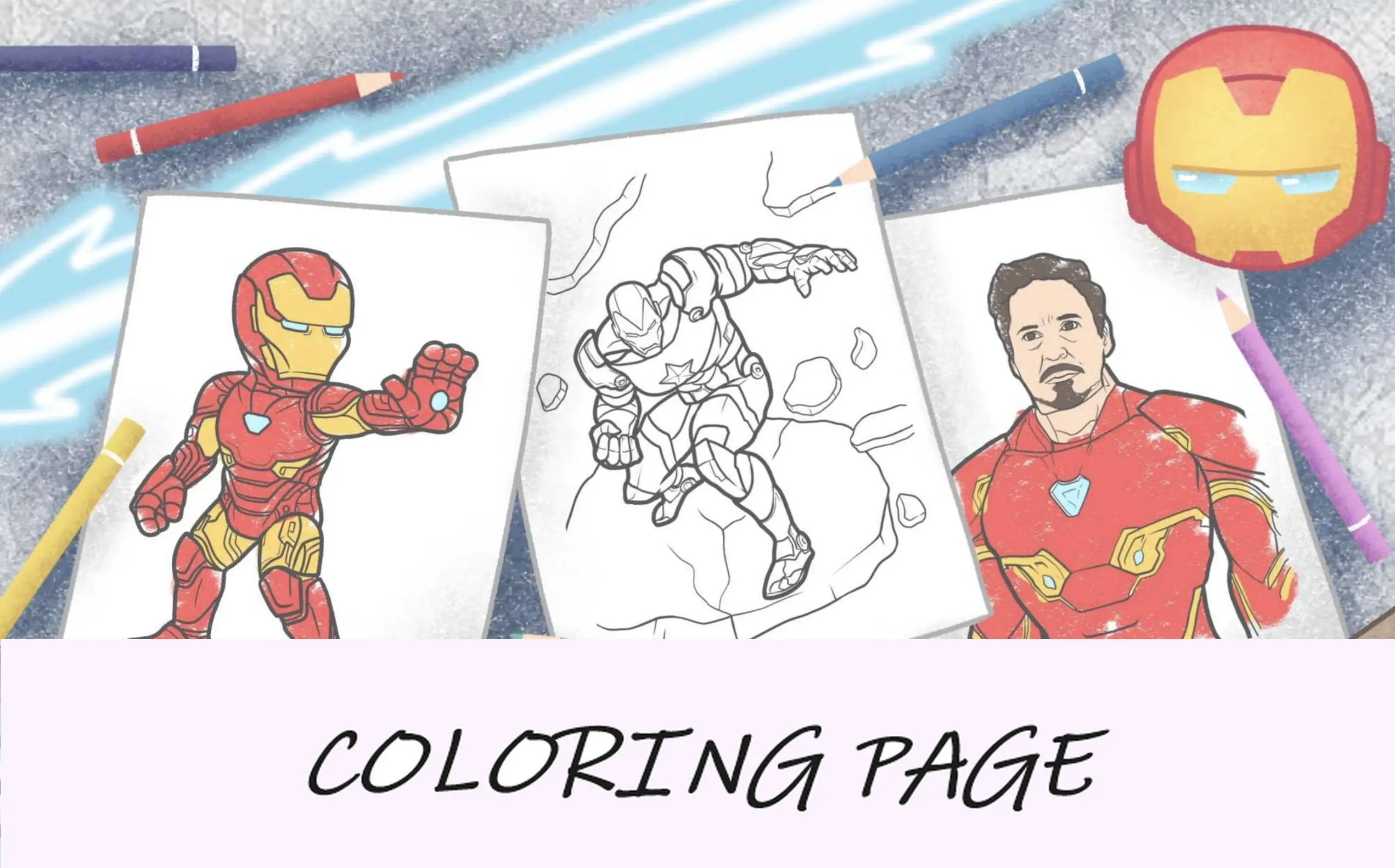 Imagen destacada de Iron Man para colorear.
