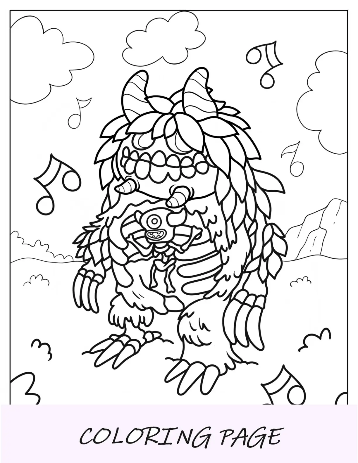 Página para colorir detalhada de Bona Petite My Singing Monster