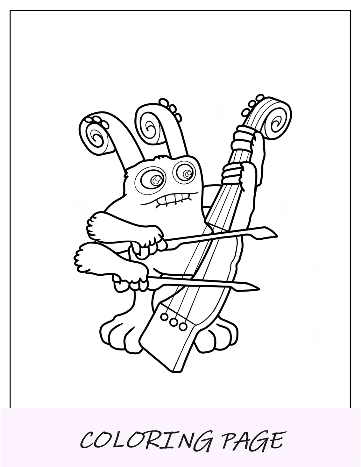 Página para colorir do Bowgart fofo de My Singing Monsters para crianças