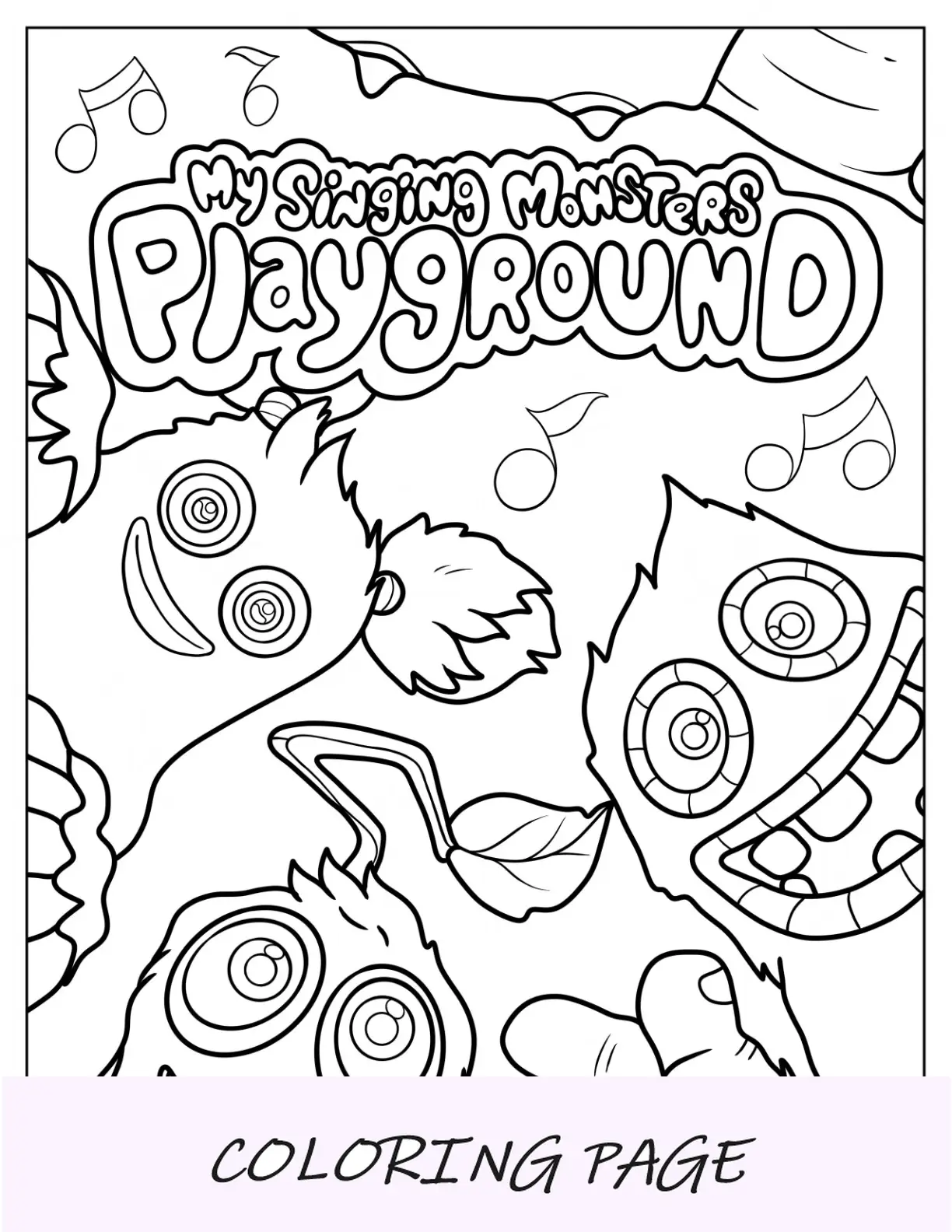 Minha página para colorir de monstros cantores do playground
