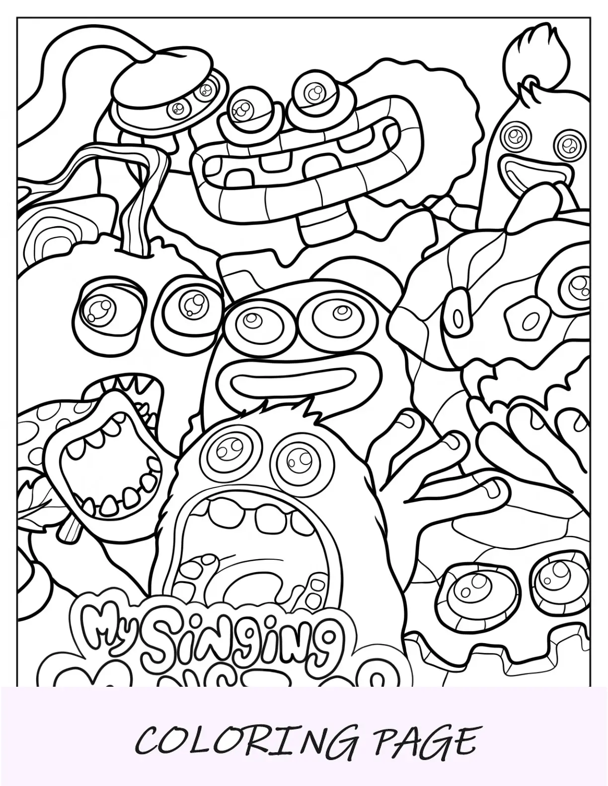 Página inteira para colorir Meus Monstros Cantores