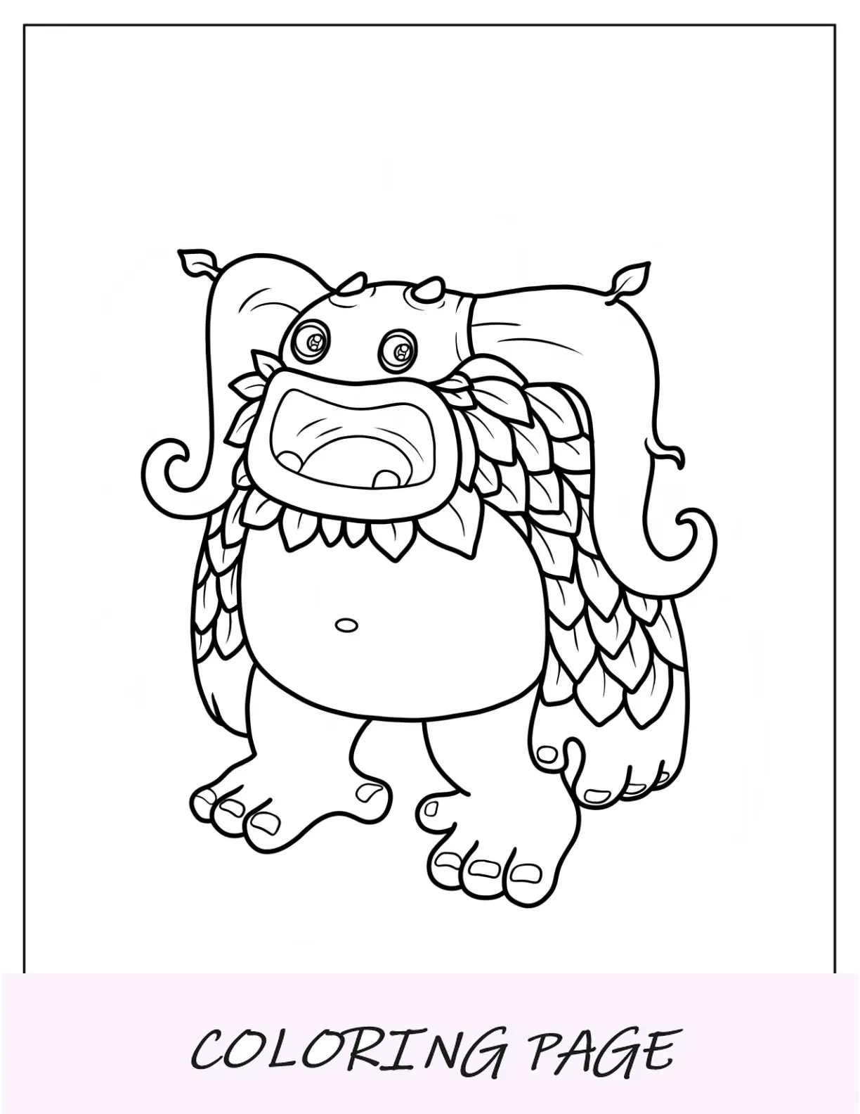 Página para colorir de My Singing Monsters do Easy Entbrat para crianças em idade pré-escolar