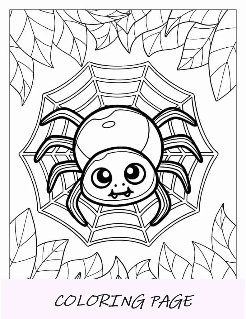 Esboço simples de uma aranha fofa para crianças em idade pré-escolar