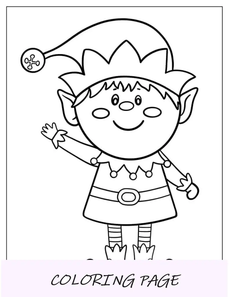 Página para colorir de Natal de Cure Kawaii Christmas Elf Waving