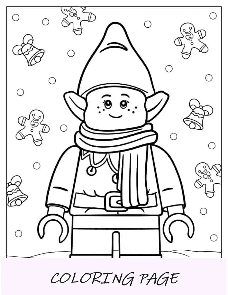 Página para colorir de Natal do Lego Christmas Elf