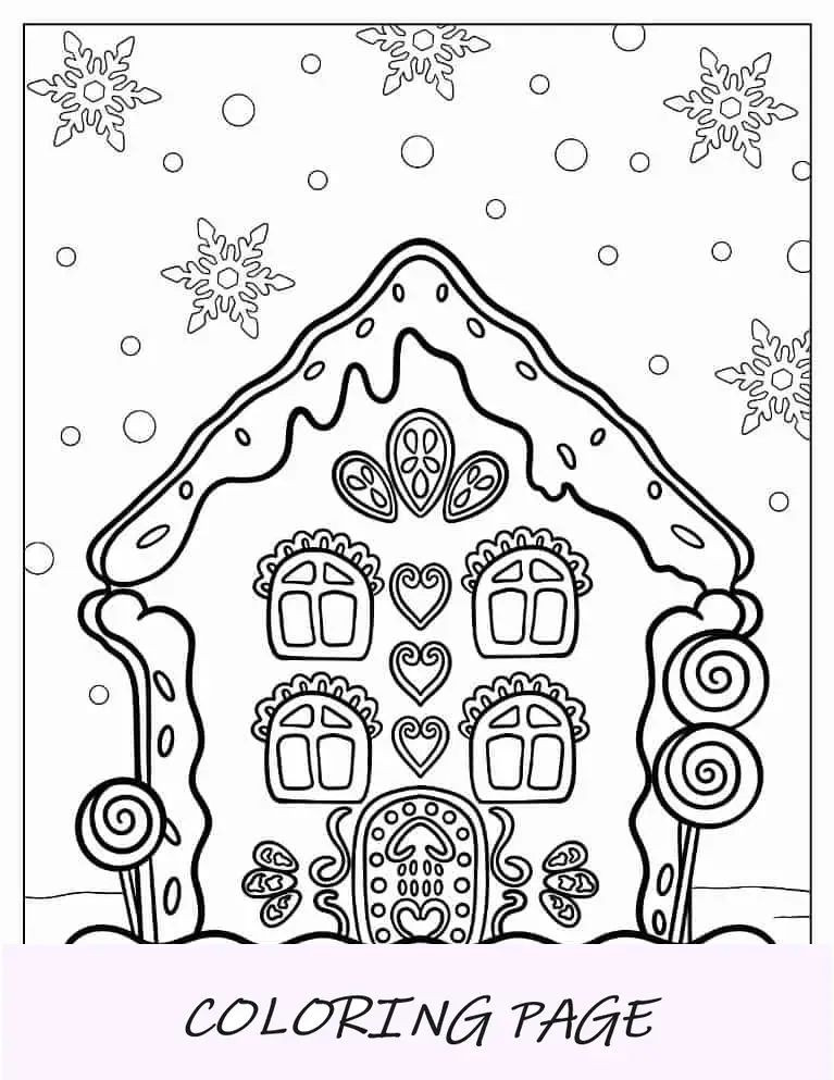 Página para colorir de Natal da Cute Gingerbread House