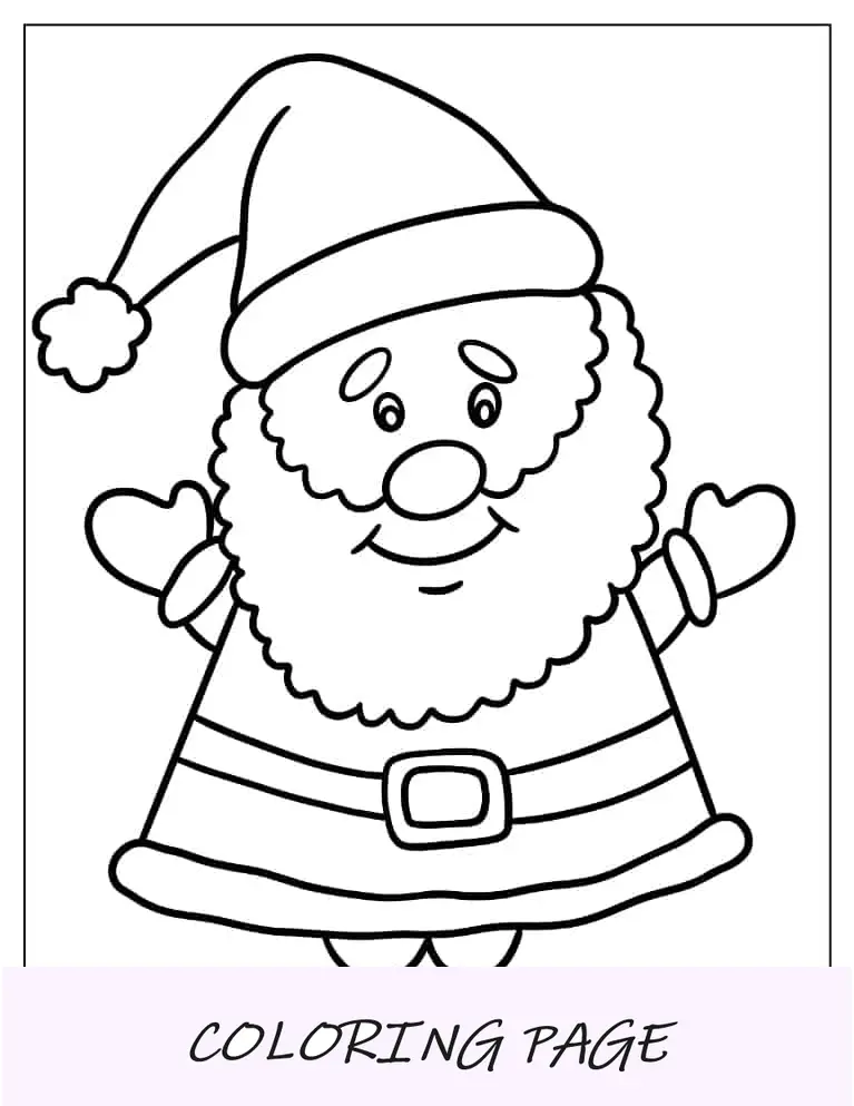 Página para colorir de Natal do Papai Noel Chibi