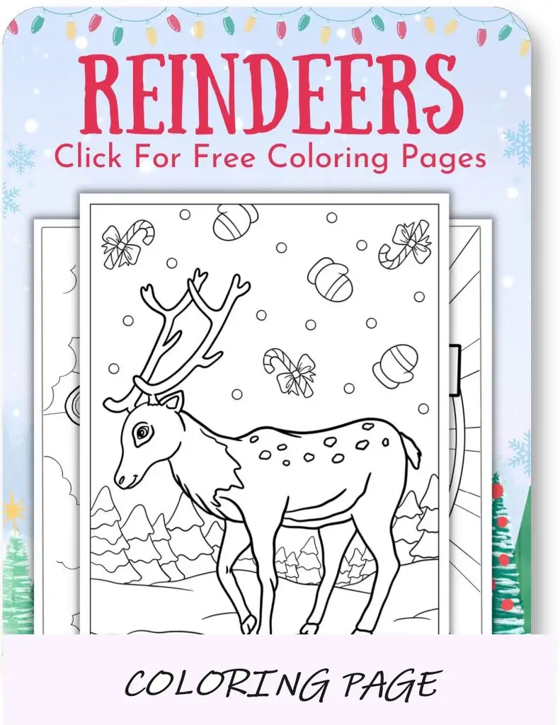 Páginas para colorir de renas para o Natal_