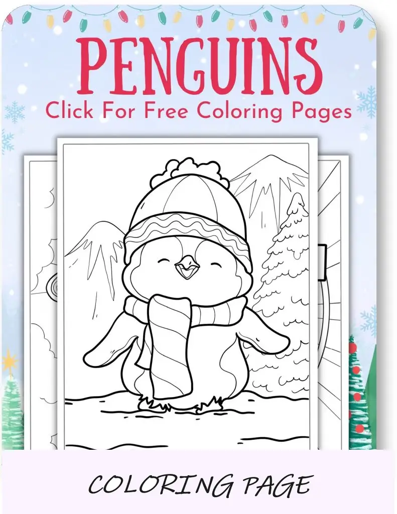 Desenhos para colorir de pinguins para o Natal_