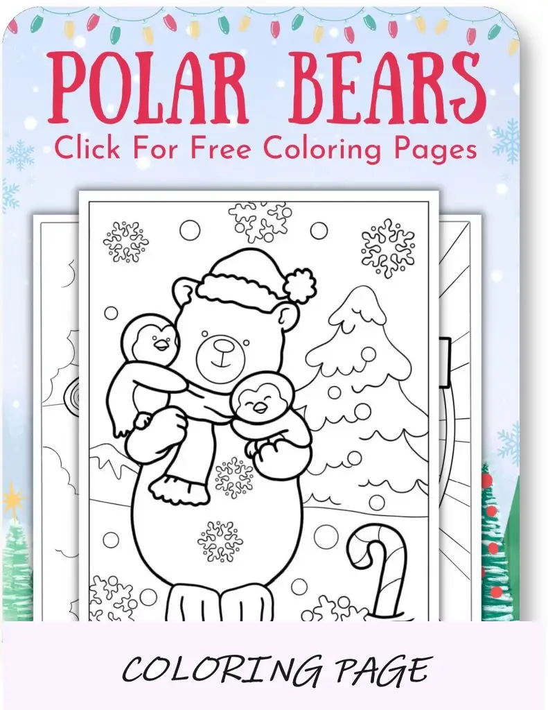Desenhos para colorir de ursos polares para o Natal_