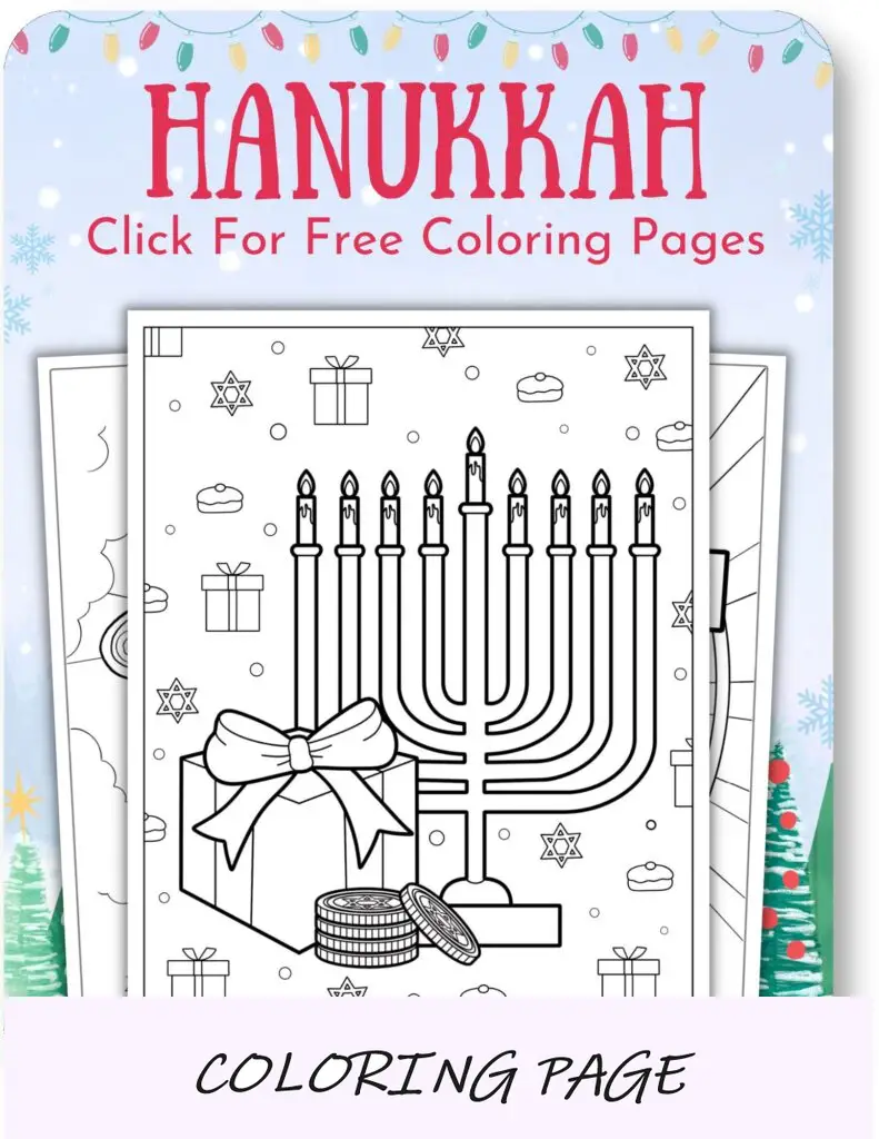 Páginas para colorir de Hanukkah para o Natal