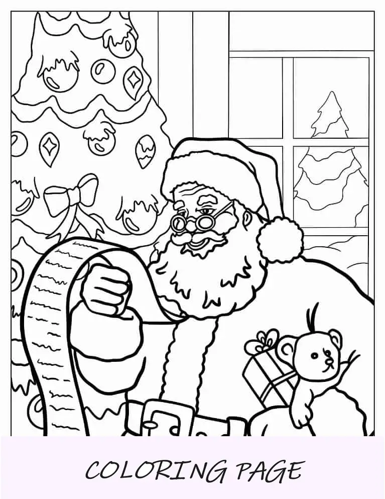 Páginas para colorir de Natal com leitura realista do Papai Noel