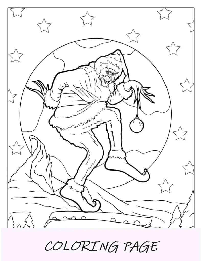 Páginas para colorir de Natal do Grinch realista