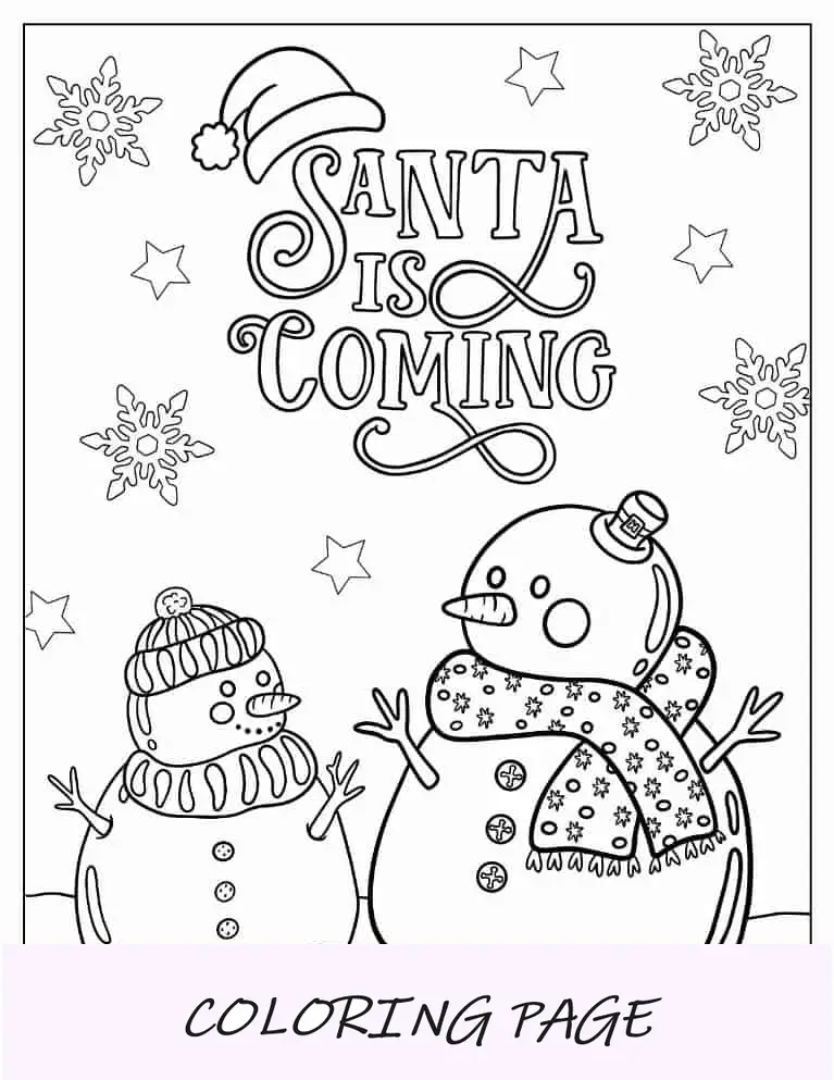 Páginas para colorir de Natal de bonecos de neve vestidos com lenços de Natal