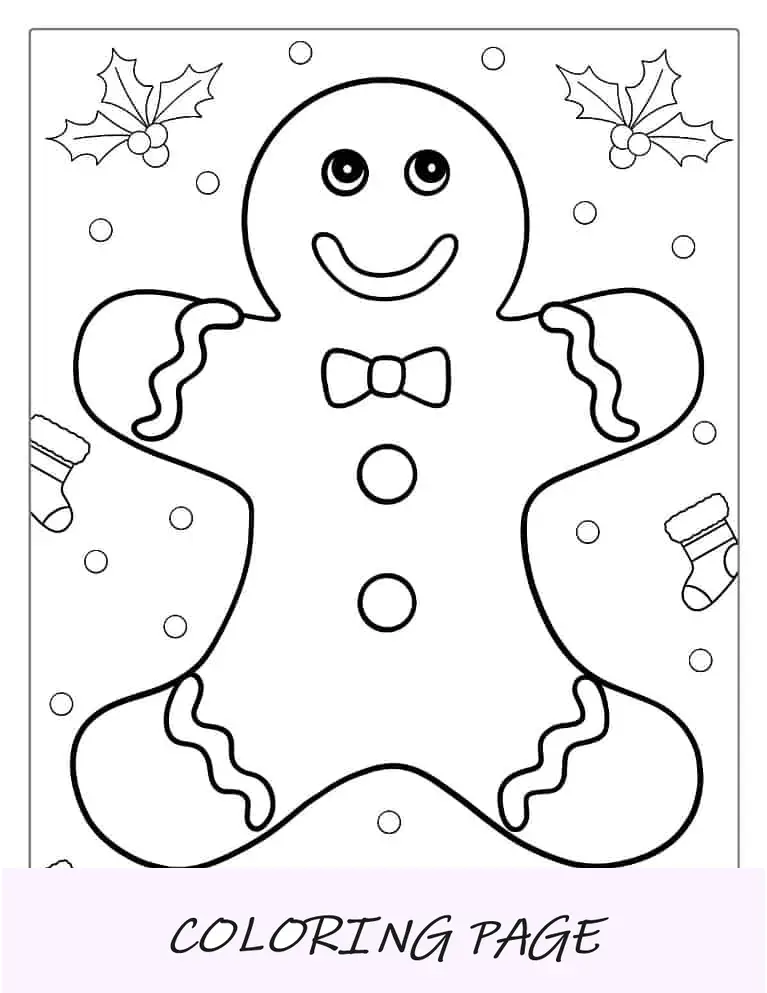 Página para colorir de Natal do Homem Biscoito Sorridente