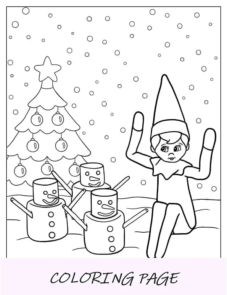 Página para colorir de Natal de Simple Elf On The Shelf