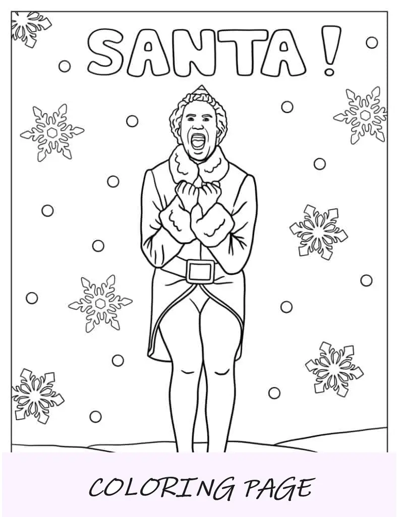 Página para colorir de Natal de Will Ferell como Buddy no filme Christmas Elf