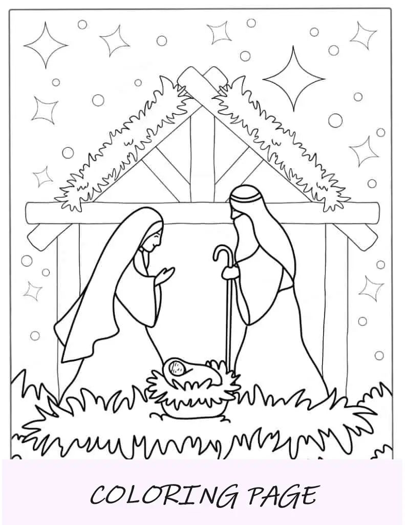 Página para colorir de Natal da Natividade
