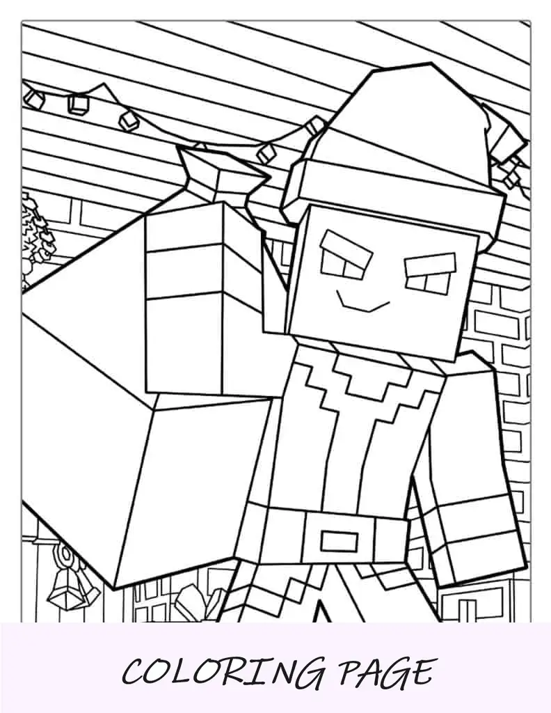 Página para colorir de Natal do personagem Minecraft
