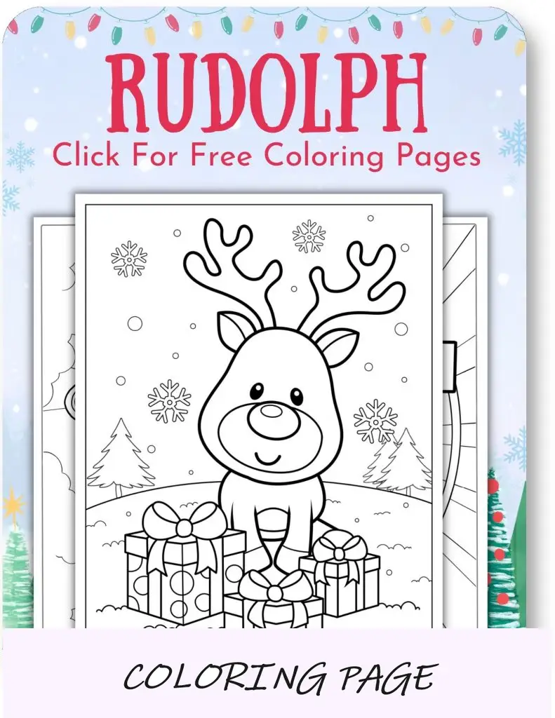 Desenhos para colorir de Rudolph para o Natal_
