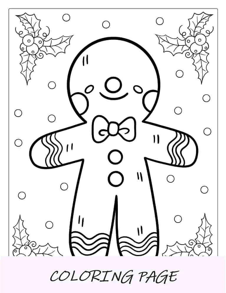 Página para colorir de Natal do Homem Biscoito com Arco