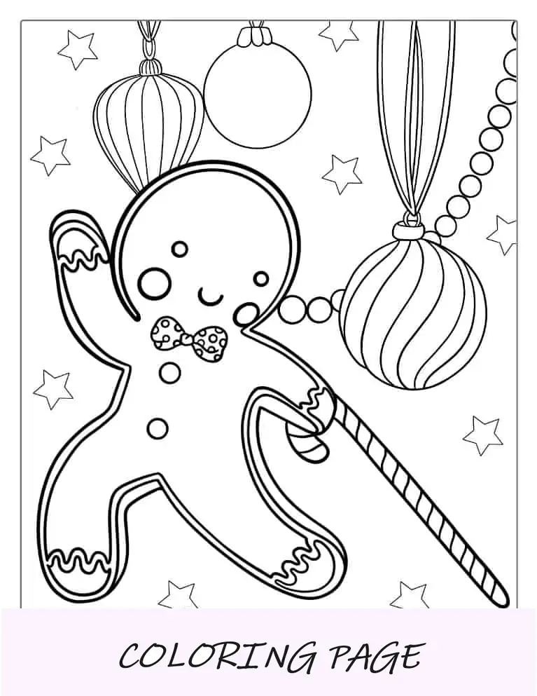 Página para colorir de Natal do Gingerbread Man Dancing