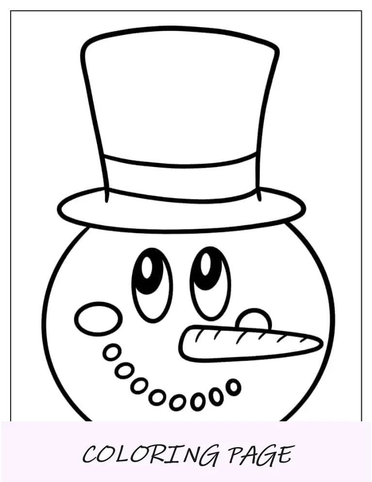 Página para colorir de Natal de Easy Snowman Face For Preschoolers