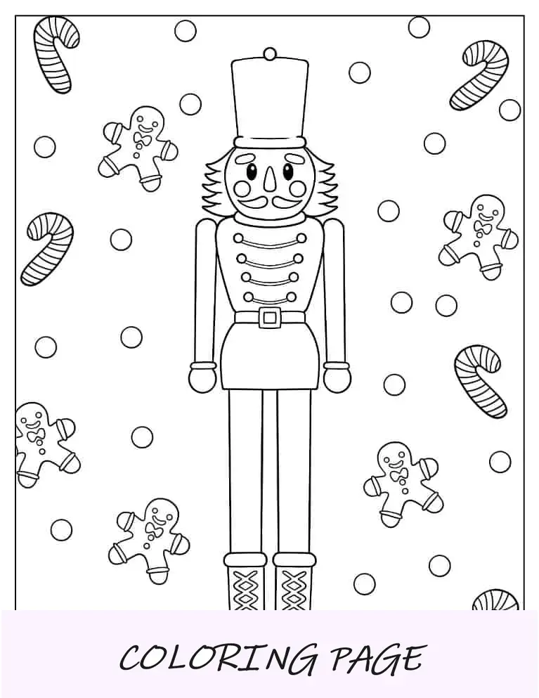 Página para colorir de Natal do Easy Nutcracker Outline