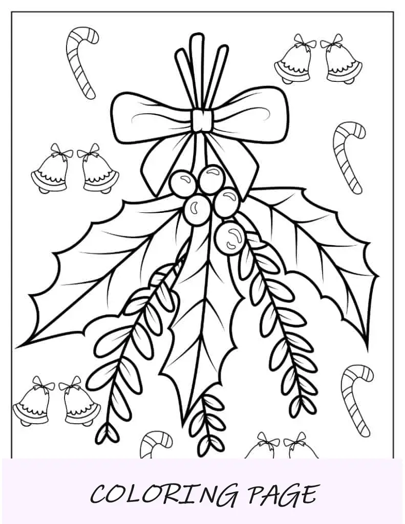 Página para colorir de Natal de visco detalhado
