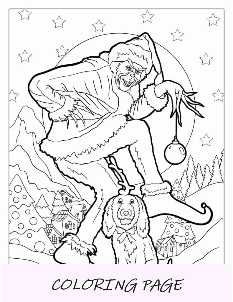 Página para colorir de Natal de Grinch With Dog Max