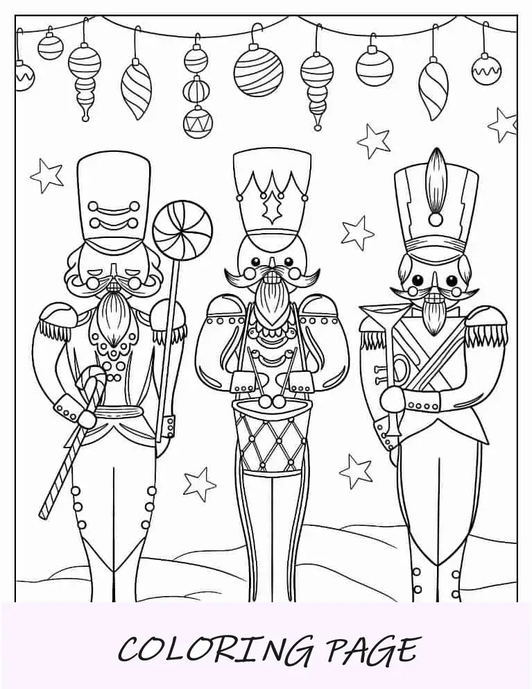 Página para colorir de Natal de quebra-nozes de Natal detalhados