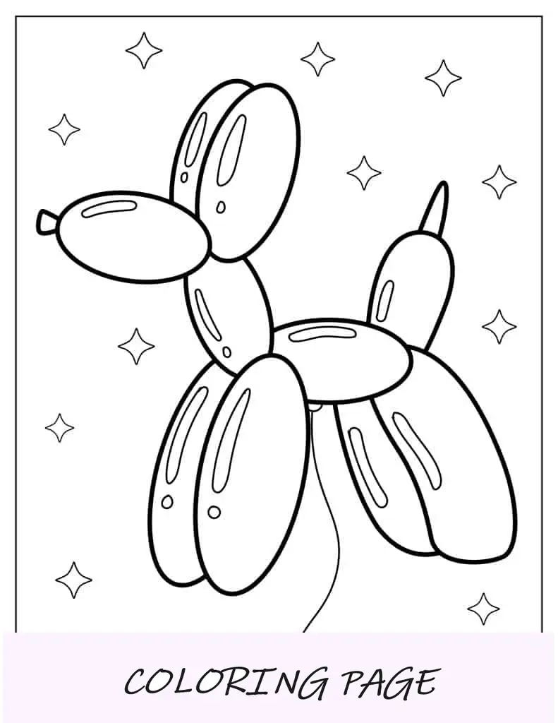 Balão em formato de cachorro para colorir