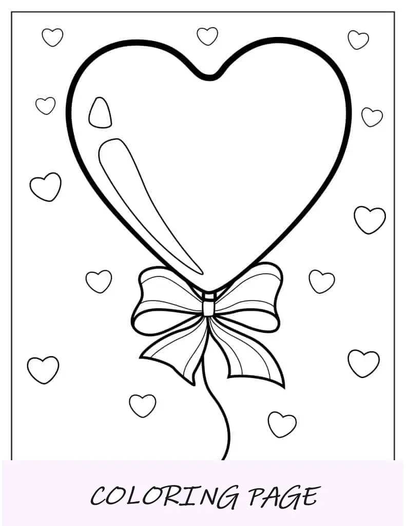 Balão de coração de amor para dia dos namorados para colorir