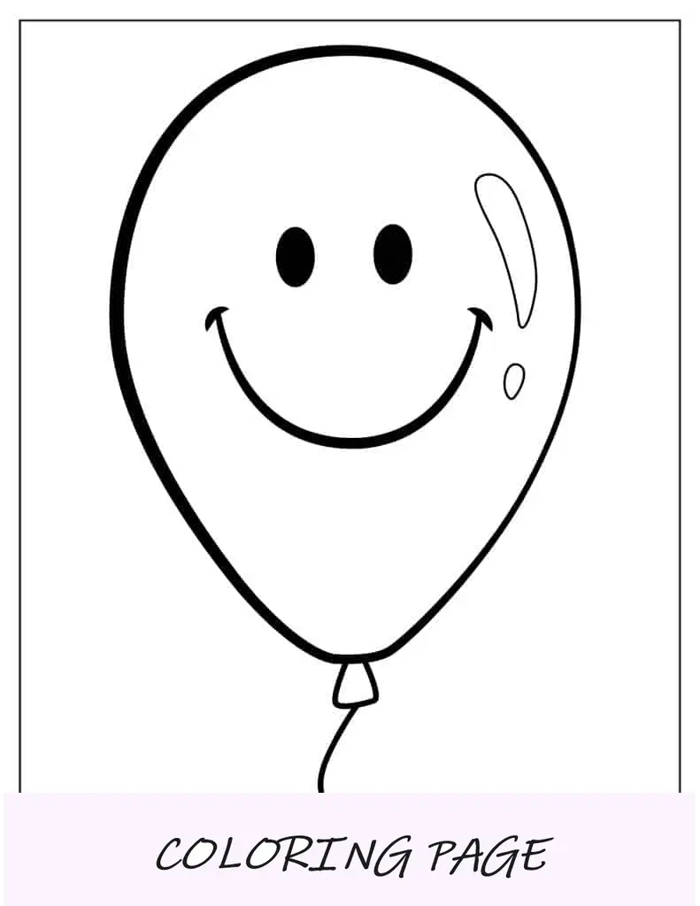 Página para colorir de balão de rosto sorridente