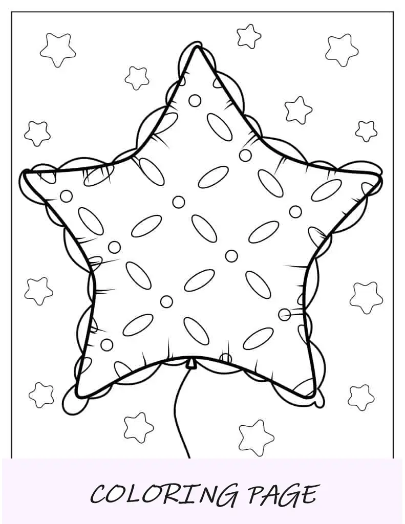 Página para colorir de balão em forma de estrela