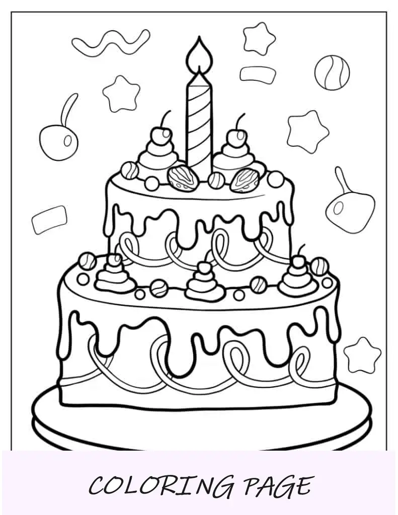 Bolo de aniversário de duas camadas com cerejas