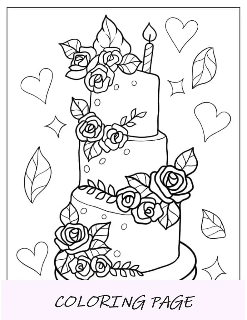 Esboço simples de bolo de casamento em camadas