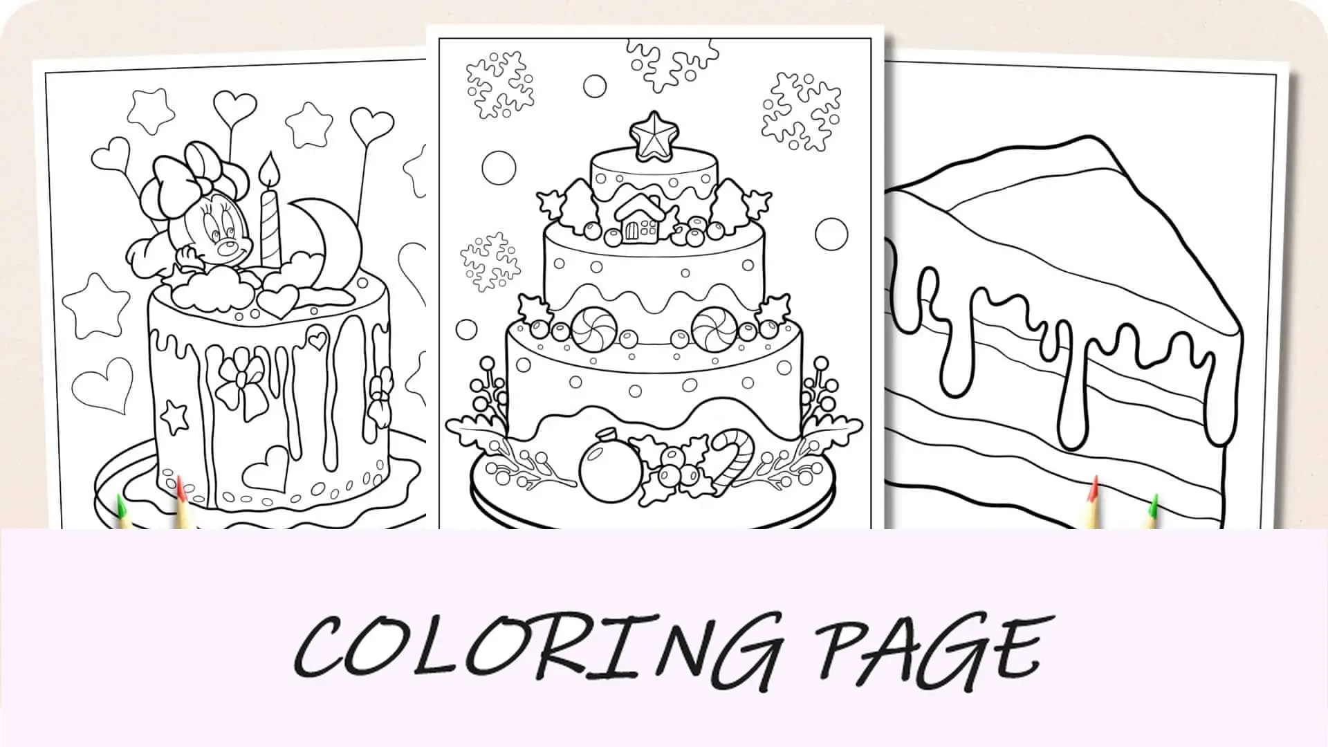 Imagem em destaque de páginas para colorir de bolo
