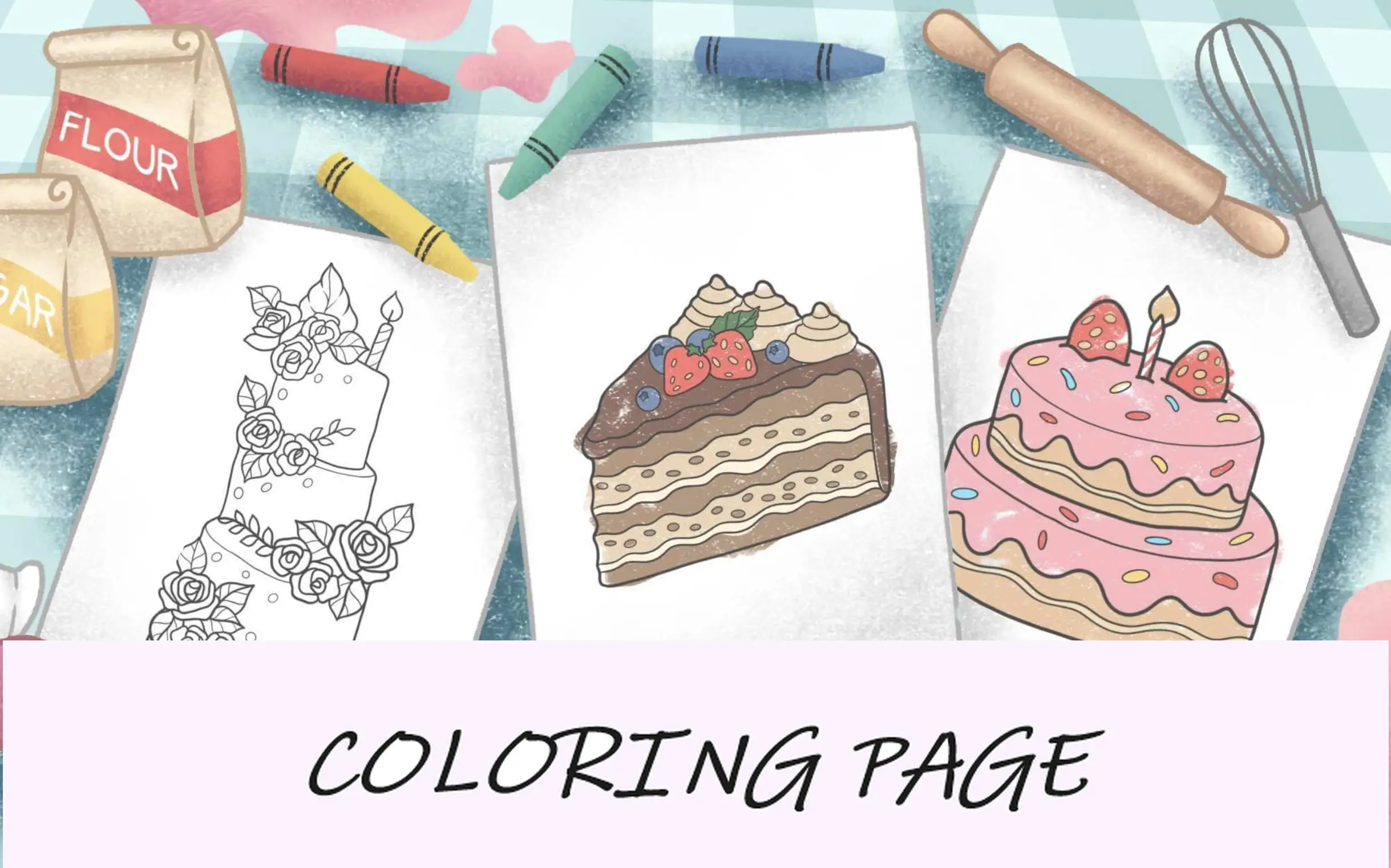 imagem em destaque de páginas para colorir de bolo