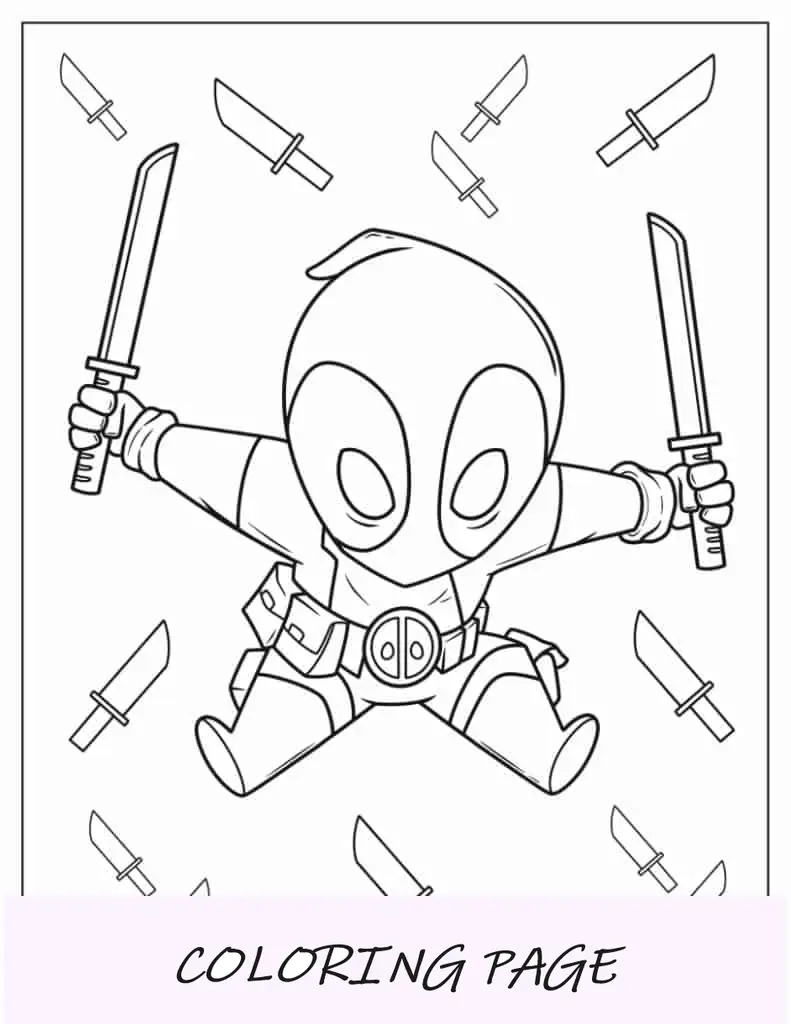 Deadpool y Harley Quinn para colorear
