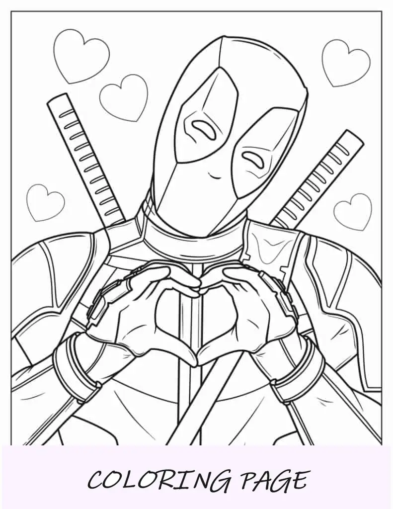 Hoja para colorear de Deadpool de Fortnite